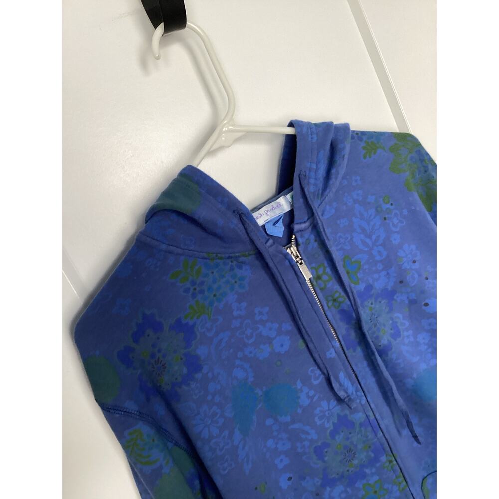Vintage Fresh Produce Women's Floral Zip Up Kangaroo Pocket‎ Hoodie Blue Size XL - Picture 2 of 8